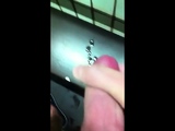 Risky jerk off in public shower