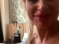 Hot blonde with big boobs solo