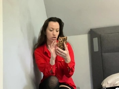 SPH domina in leather skirt talks bad