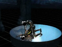 Sexy 3D cartoon Tron babe sucks cock and gets fucked